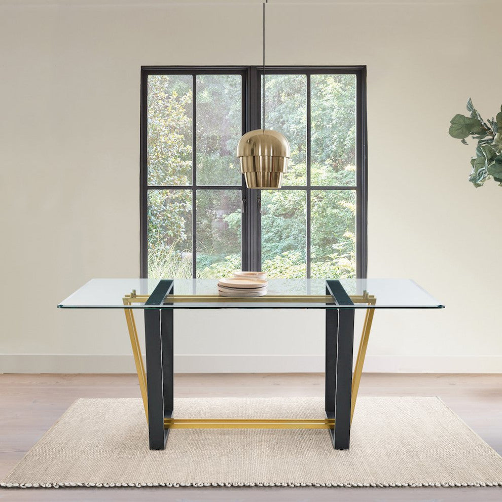 Kai 72 Rectangular Dining Table in Gold Stainless Steel