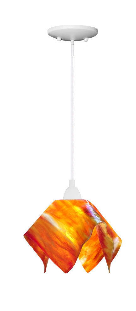 Small Jezebel Signature Flame Pendant, Zinnia, White Base