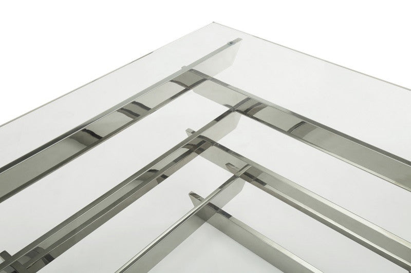 HomeRoots 15" Glass and Stainless Steel Square Coffee Table