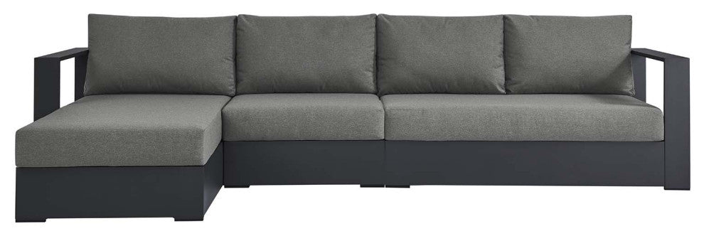 Tahoe Outdoor Patio Powder-Coated Aluminum 3-Piece Left-Facing Chaise Sectional