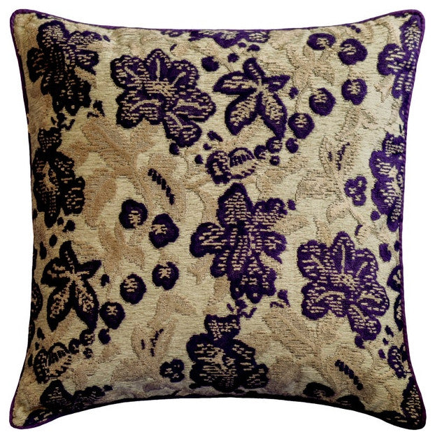 Throw Pillow Covers 26" x 26" Pillowcase Purple Velvet Floral - Plum Scented