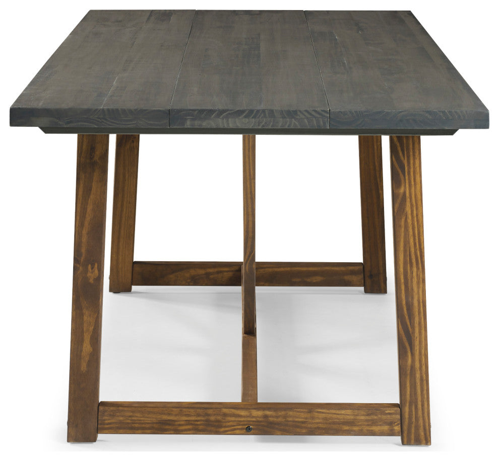Brennan 72" Solid Wood Trestle Dining Table, Gray/ Brown