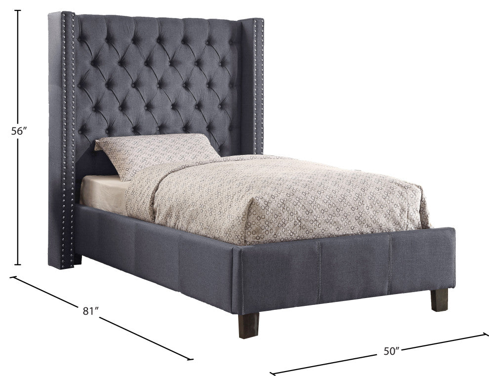 Ashton Linen Bed, Gray, Twin