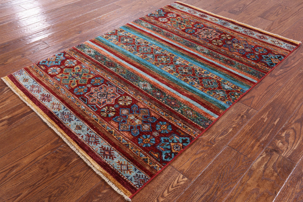 3' 5" X 4' 11" Khorjin Super Kazak Hand-Knotted Rug Q5443
