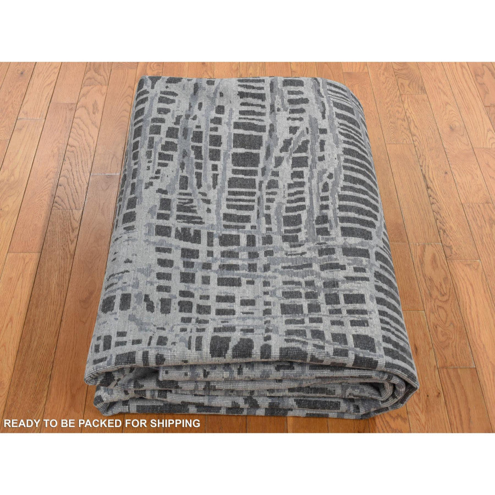 Cloud Gray, THE LOST BRANCHES, Silk With Wool, Hand Knotted, Rug, 8'10"x12'2"