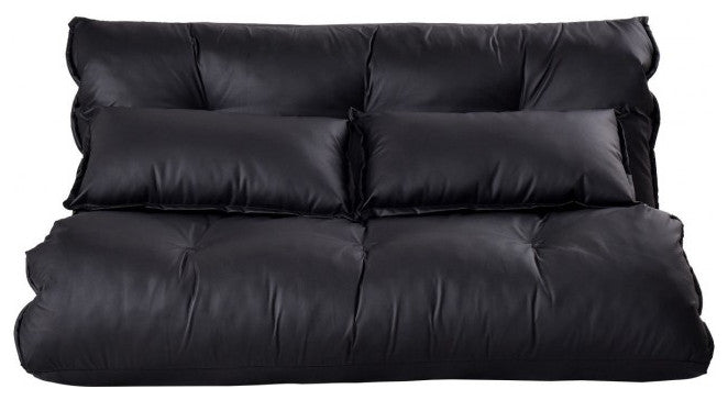 Foldable PU Leather Leisure Floor Sofa Bed w/ 2 Pillows