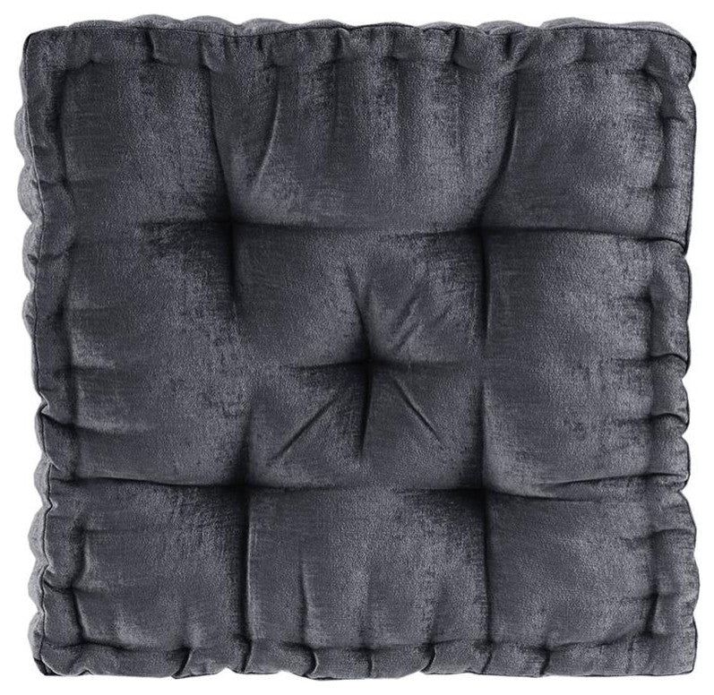 Charcoal Chenille Square Floor Pillow Cushion, Belen Kox
