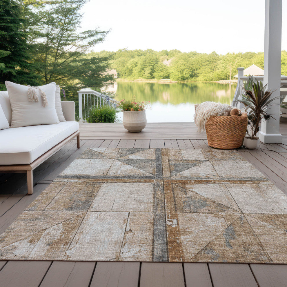 Machine Washable Indoor/Outdoor Chantille ACN1876 Copper 3' x 5' Rug