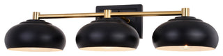 Belmont Three Light Vanity, Matte Black and Satin Brass