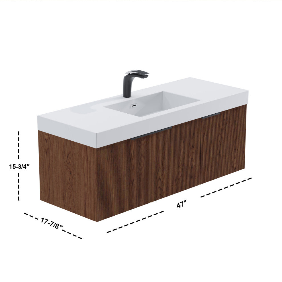 Pershing 48" Single Vanity Set, Walnut, Resin Basin