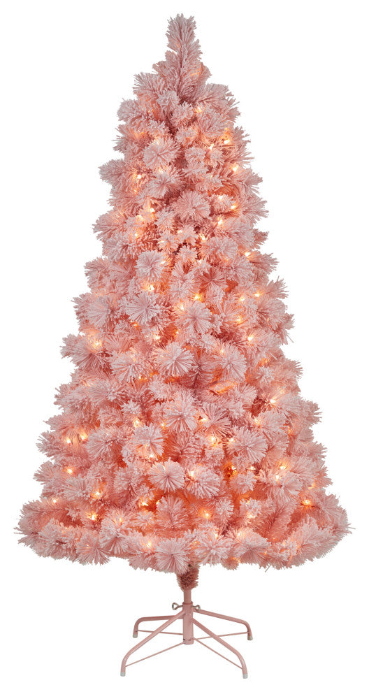7' Holiday Pink Cashmere Artificial Christmas Tree With 300 LED lights