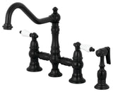 Kingston Brass Bridge Kitchen Faucet With Sprayer, Matte Black