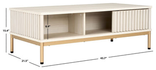 Safavieh Lylia 2 Door Coffee Table, Bleached White/Gold