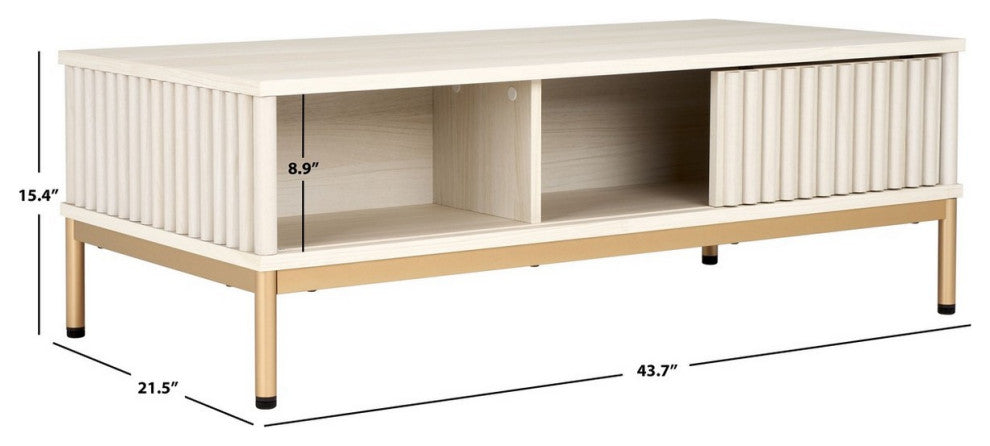 Safavieh Lylia 2 Door Coffee Table, Bleached White/Gold