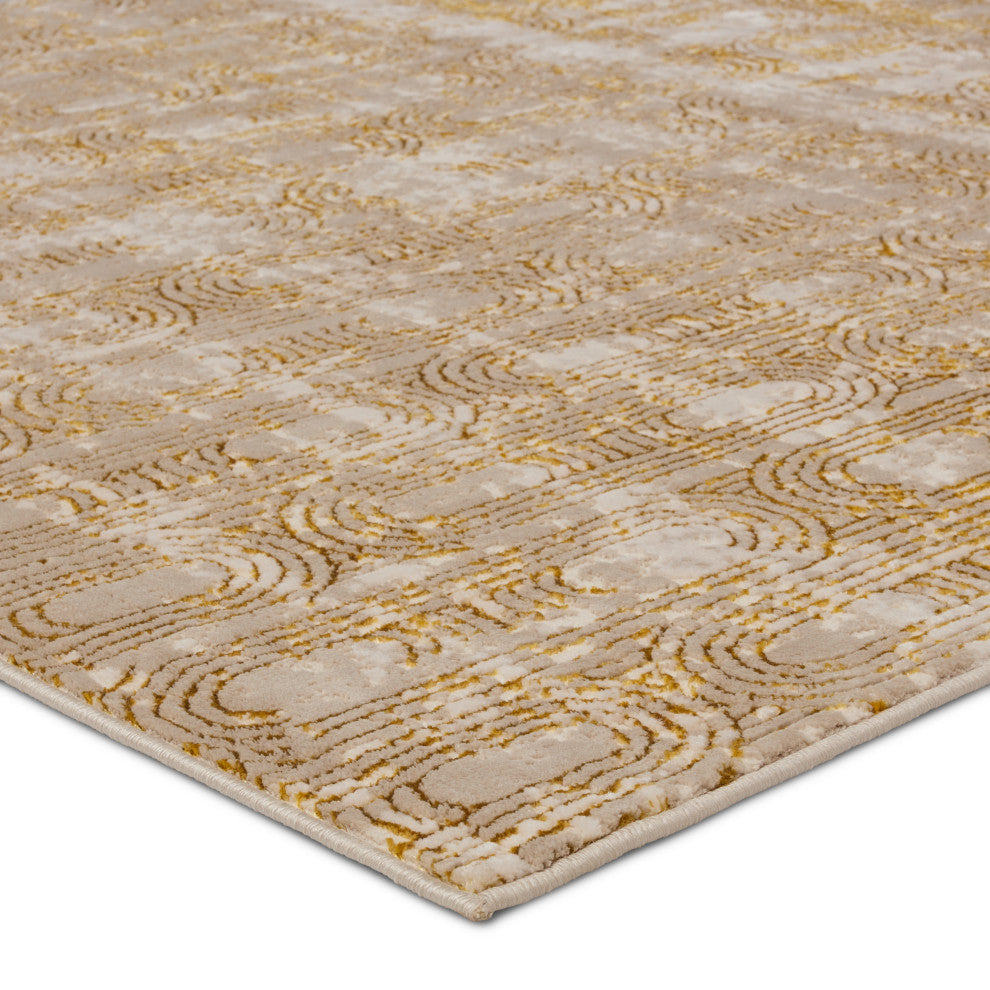 Gimeas Geometric Gold/ Taupe Runner Rug 2'2"X8'