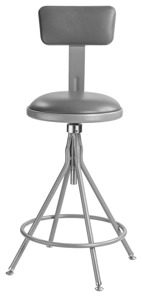 NPS 24"-30" Height Adjustable Vinyl Swivel Steel Stool With Backrest, Grey