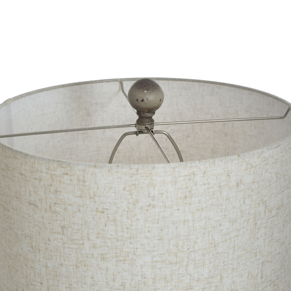 Charlotte Polyresin Table Lamp 32"H, Taupe, Speckled Finish, Sand Linen Shade