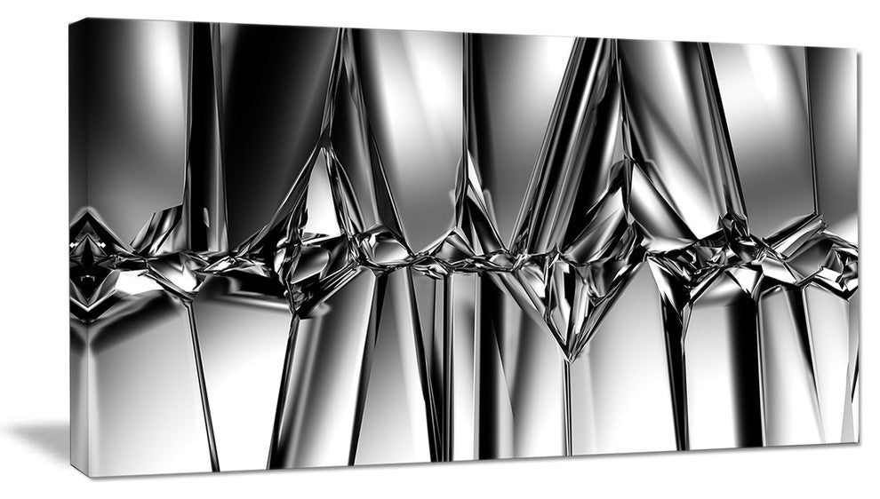 Black White Crystal Background, Abstract Canvas Art Print, 32"x16"