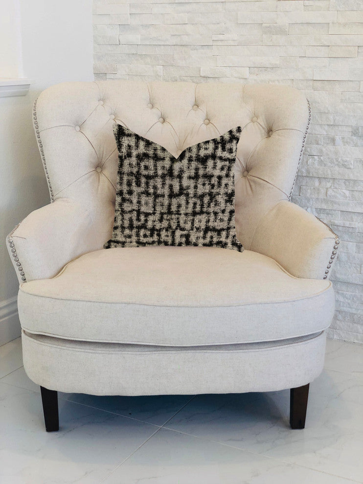 Modish Millie Luxury Throw Pillow in Black and Beige Tones, 12"x25"