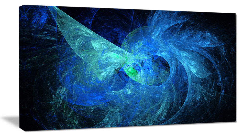 Blue on Dark Fractal Illustration, Abstract Canvas Art Print, 40x20