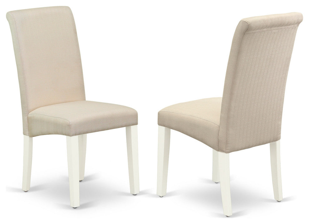 Barry Parson Chair White Leg and Linen Fabric Cream Set of 2