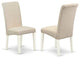 Barry Parson Chair White Leg and Linen Fabric Cream Set of 2