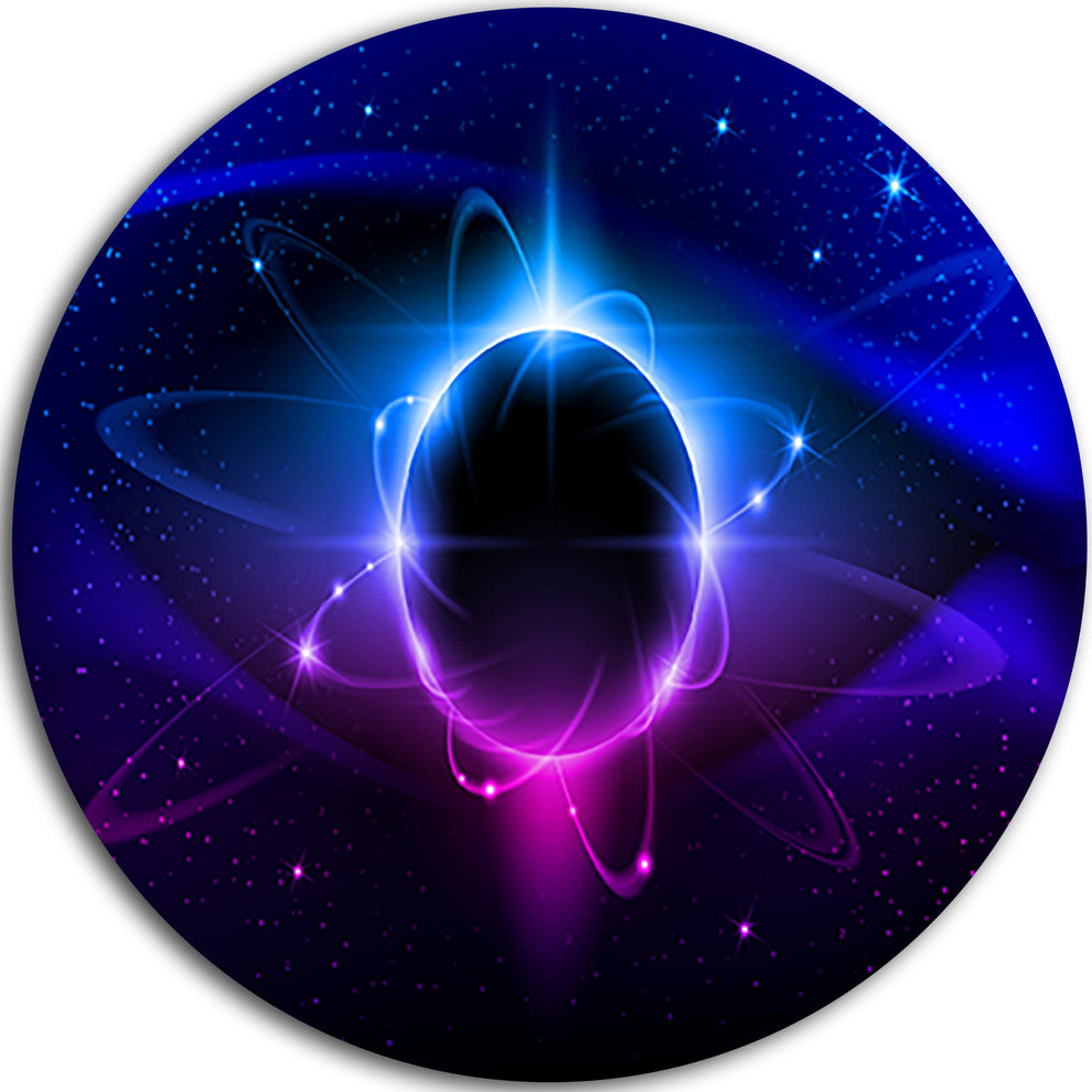 Fractal Black Star, Abstract Art Round Wall Art, 36"