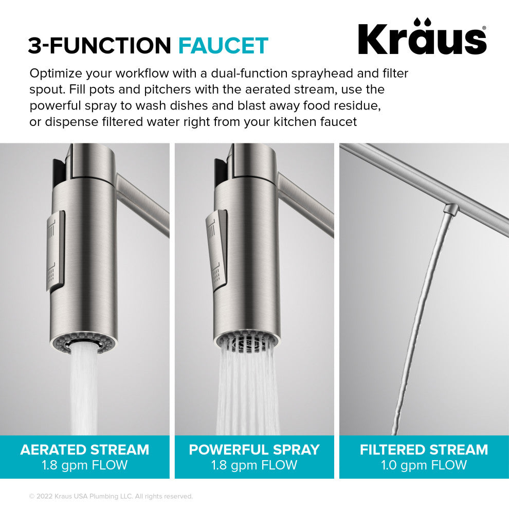 Oletto Commercial Pull-Down Filter Kitchen Faucet, MB