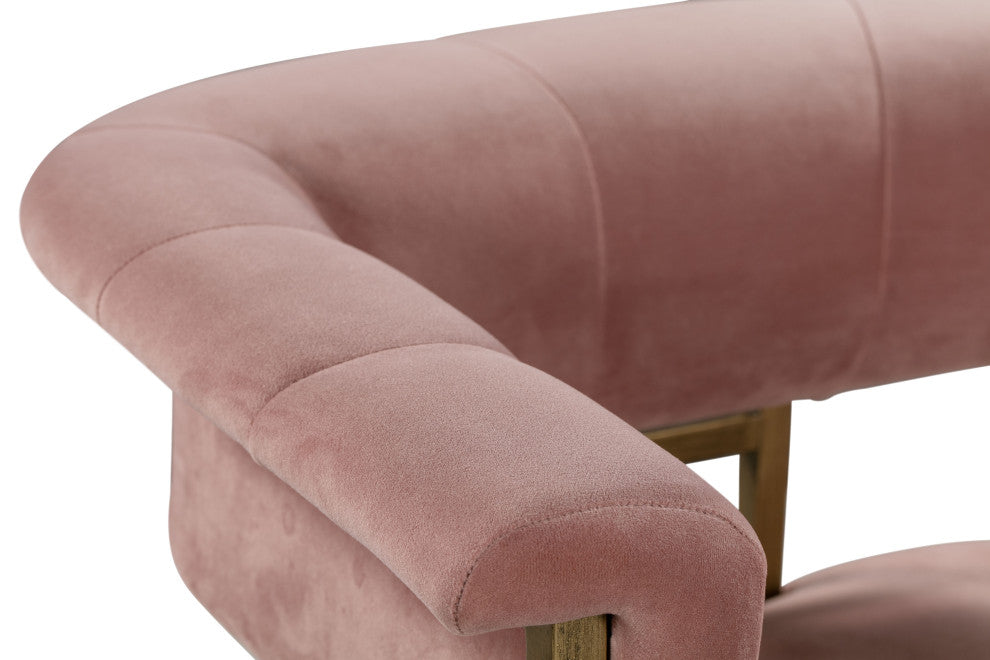 Blush Pink Velvet Counter Stool, Contemporary Modern Brass Gold Counter Stool