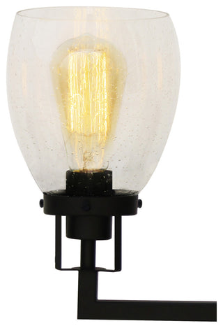 Jordan 2-Light Vanity Light, Matte Black With Clear Seeded Glass Shades