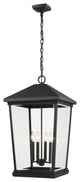 Zlite 568CHXXL-BK 4-Light Outdoor Chain Mount Ceiling Fixture, Clear Beveled