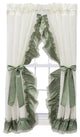 Madelyn Ruffled Victorian Priscilla Pair with Tiebacks, Sage, 100"x72"