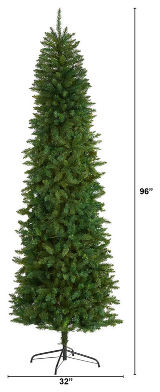 8ft. Slim Green Mountain Pine Artificial Christmas Tree