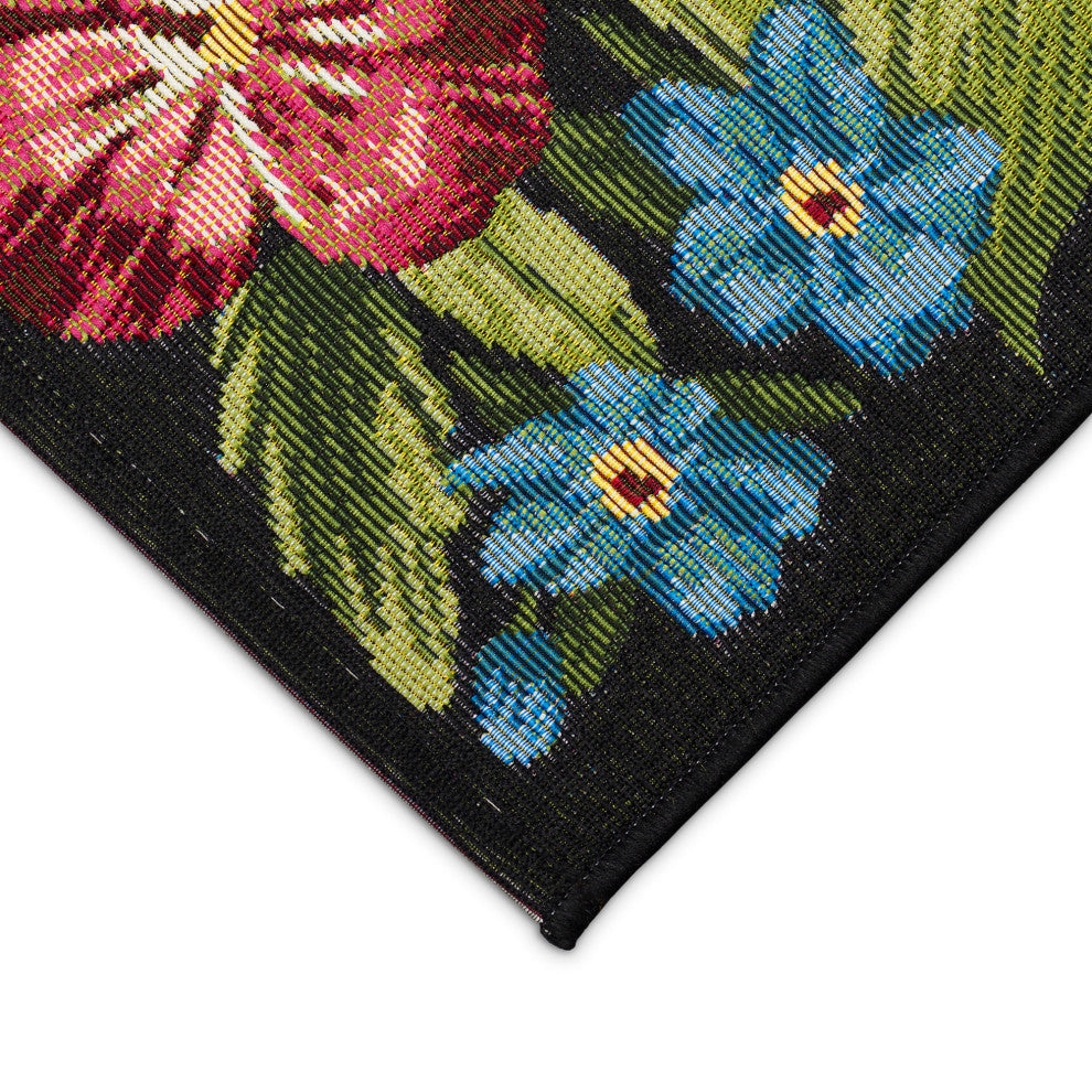 Esencia Secret Garden Indoor/Outdoor Mat, Black, 2'5" X 3'11"