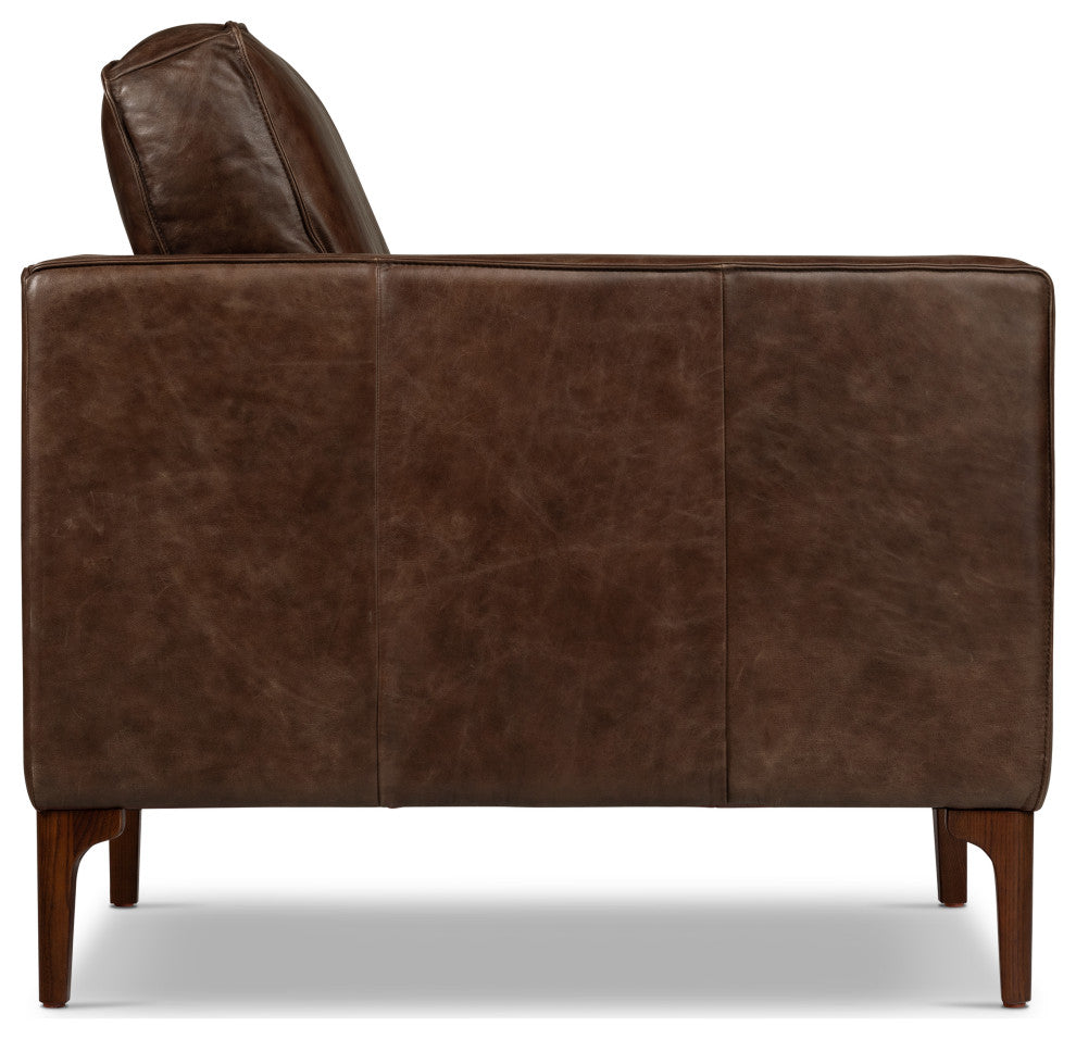Poly and Bark Mateo Leather Lounge Chair, Chocolate Brown