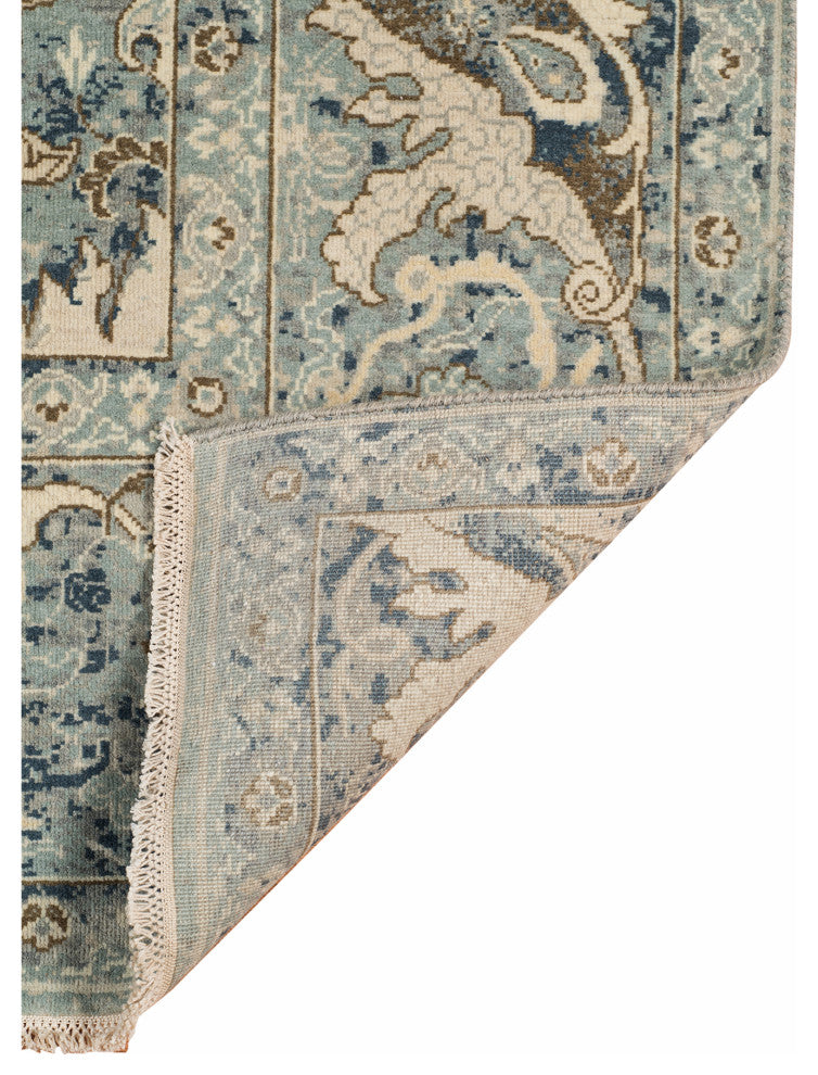 Vintage Pagota Area Rug, Blue, 9' x 12', Bordered