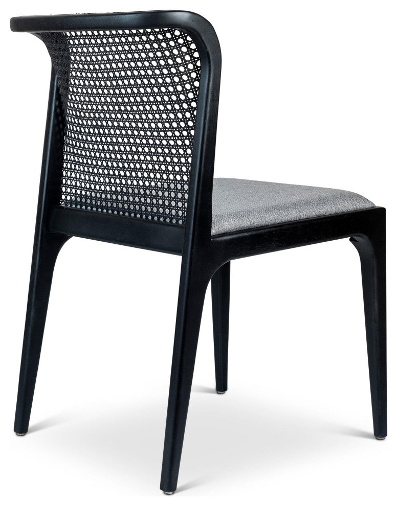 Modern Brazilian, Eloa, Cane Side Chair, Ebano/Essence Gray