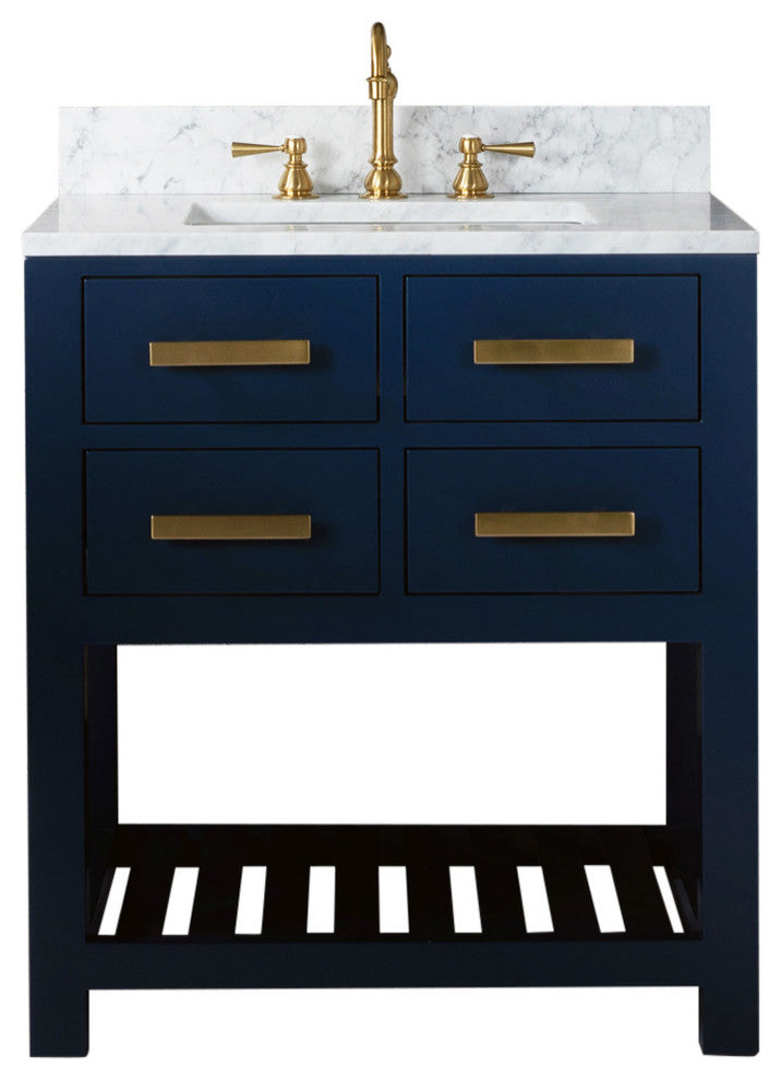 Madalyn 24" Monarch Blue Bathroom Vanity With Satin Brass Faucet