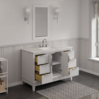 Elizabeth 48" Single Sink Carrara White Marble Vanity, Pure White