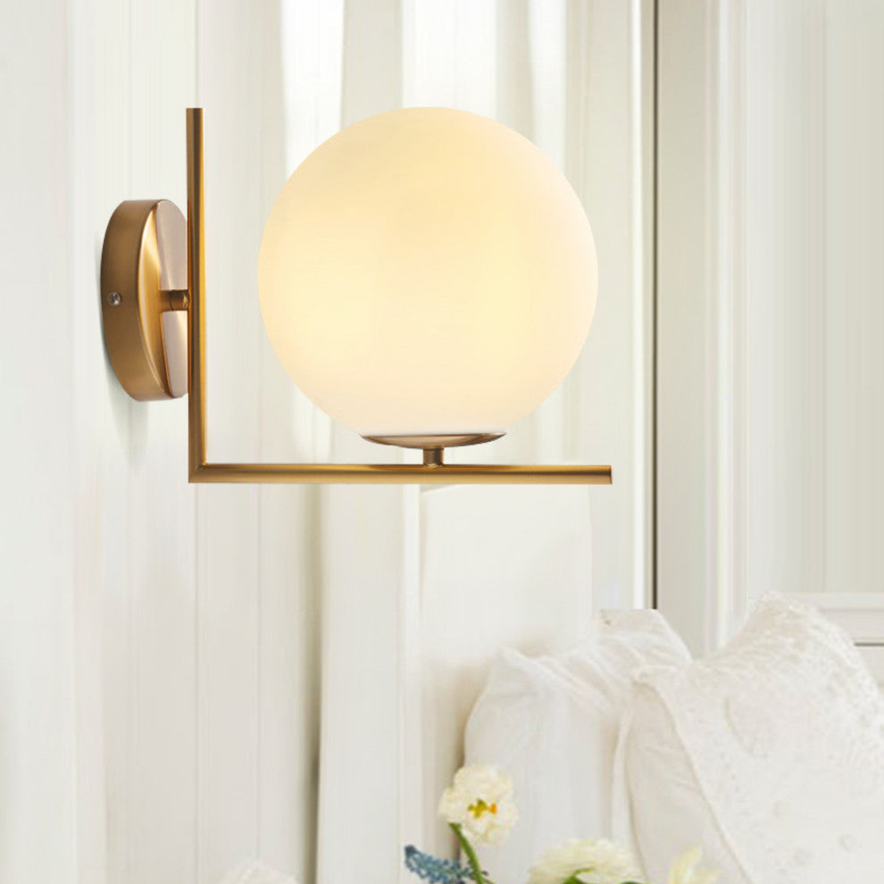 1-Light Glass Globe Wall Light