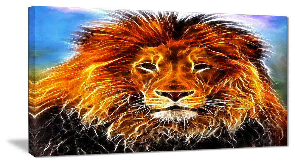 "Drawing of the King of Jungle" Animal Art Canvas Print, 32"x16"
