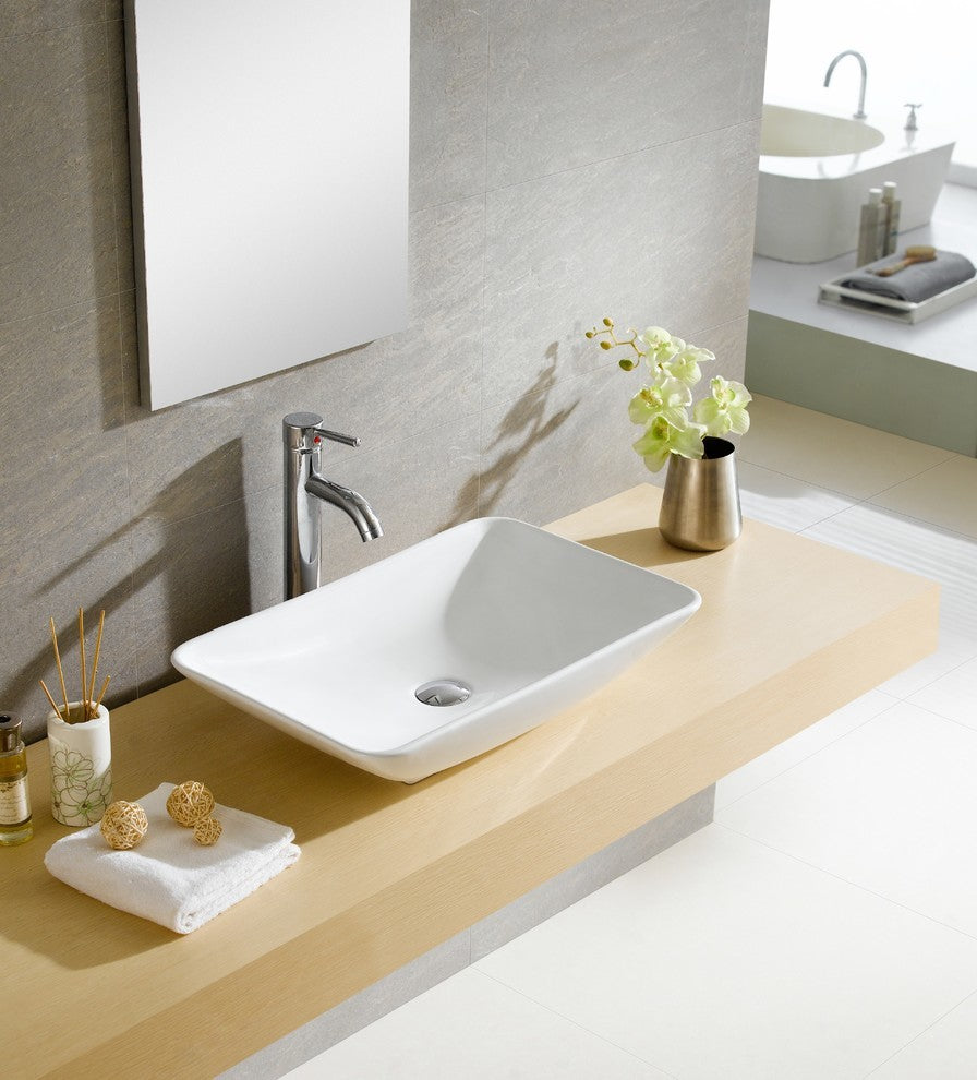 Fine Fixtures White Vitreous China Rectangle Vessel Sink