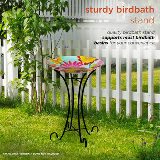 23" Tall Outdoor Metal Bird Bath Stand DÃ©cor Accessory, Black