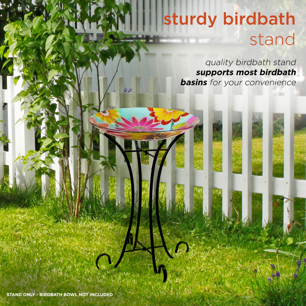 23" Tall Outdoor Metal Bird Bath Stand DÃ©cor Accessory, Black