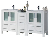 Sydney 60" Double Vanity Set With Mirrors, Glossy White No Mirror