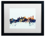 Michael Tompsett 'Calgary Canada Skyline Blue' Matted Framed Art, 16x20