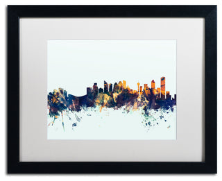 Michael Tompsett 'Calgary Canada Skyline Blue' Matted Framed Art, 16x20
