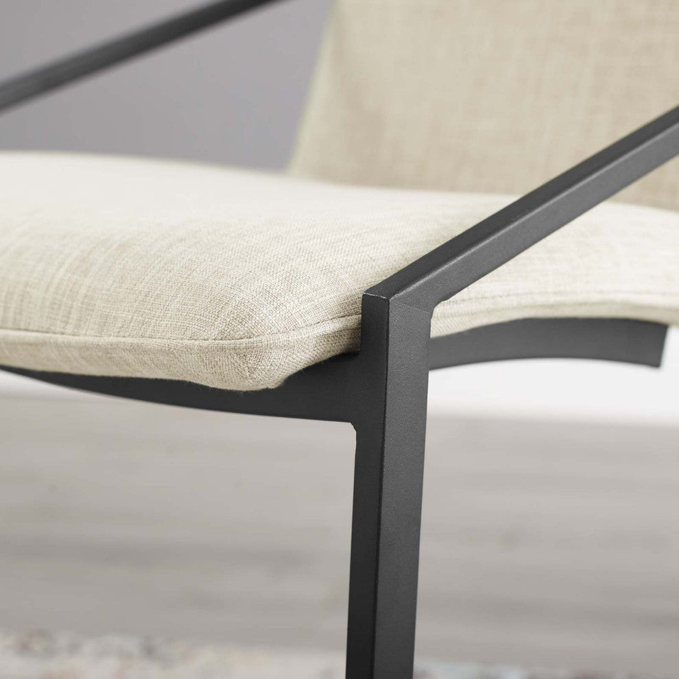 Pitch Upholstered Fabric Dining Armchair, Black Beige