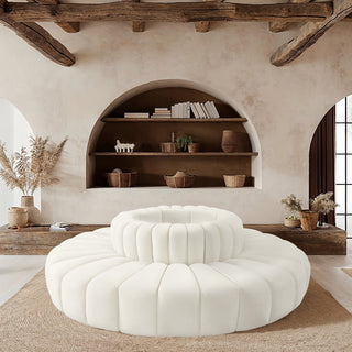 Arc Upholstered Outward Curved Modular Sectional, Cream, 8-Piece: Reverse Corner (8), Velvet