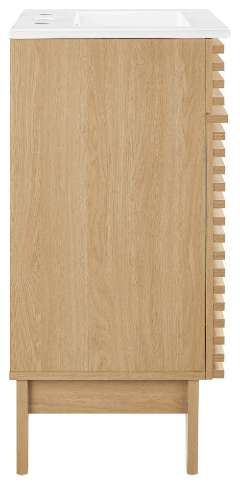 Render 18" Bathroom Vanity Cabinet, Oak White